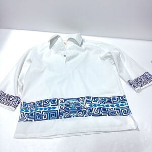 IOLANI Hawaii Vintage Hawaiian Shirt Pointy Collar Front Pockets M Men’s